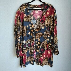 Vtg‎ Women's 24W Cardigan Blouse Short Sleeve Rayon Patchwork Fairy Boho Topper